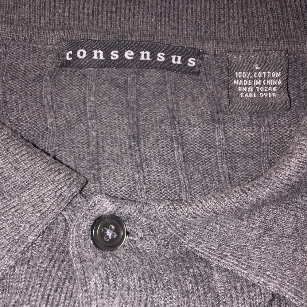 Consensus Long Sleeve Collared Cable Sweater - image 2